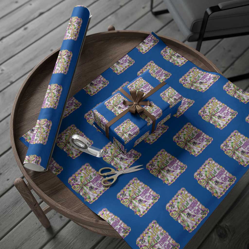 Funny Mardi Gras Throw Girl Life Wrapping Paper Roll Coquette Bow Carnival