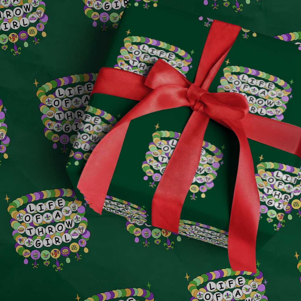 Funny Mardi Gras Throw Girl Life Wrapping Paper Roll Friendship Bracelet Beads