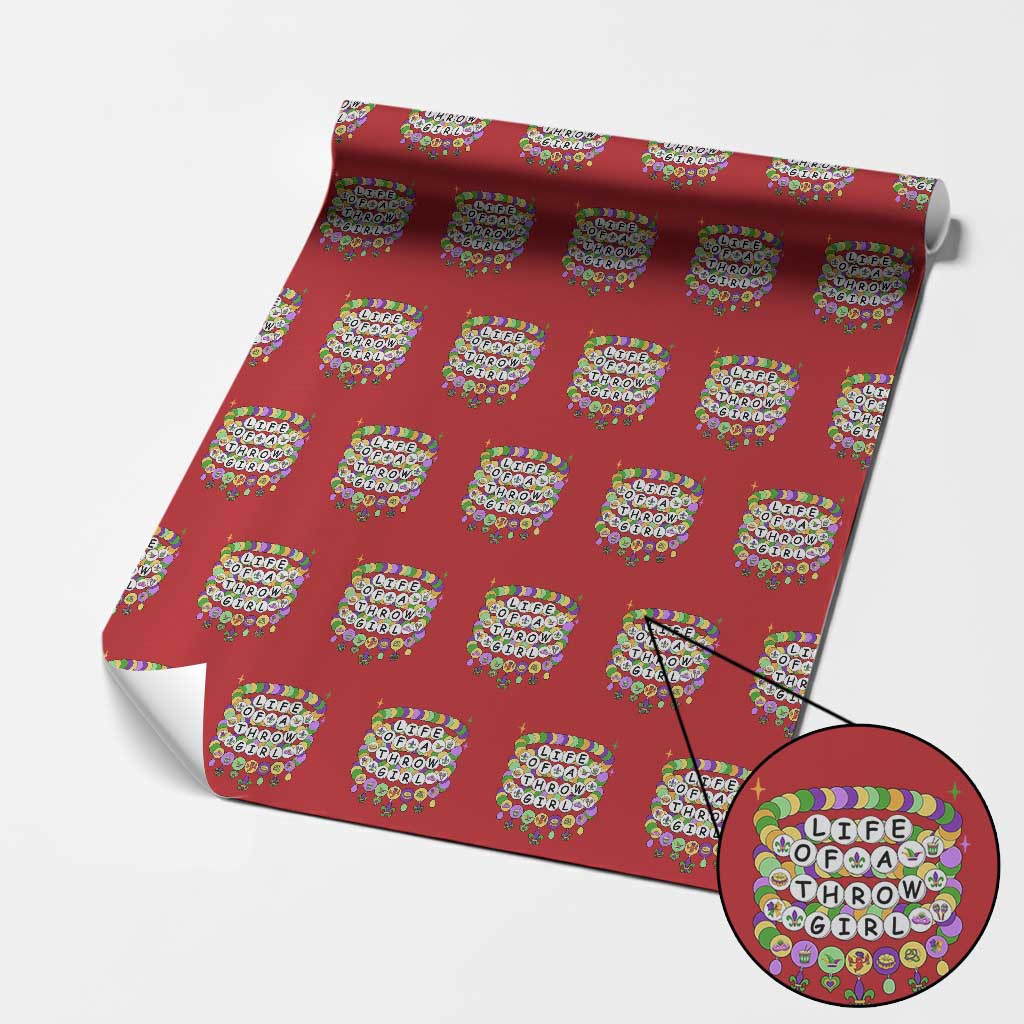 Funny Mardi Gras Throw Girl Life Wrapping Paper Roll Friendship Bracelet Beads
