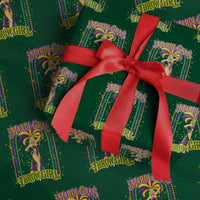 Funny Mardi Gras Throw Girl Wrapping Paper Roll New Orleans Carnival Beads