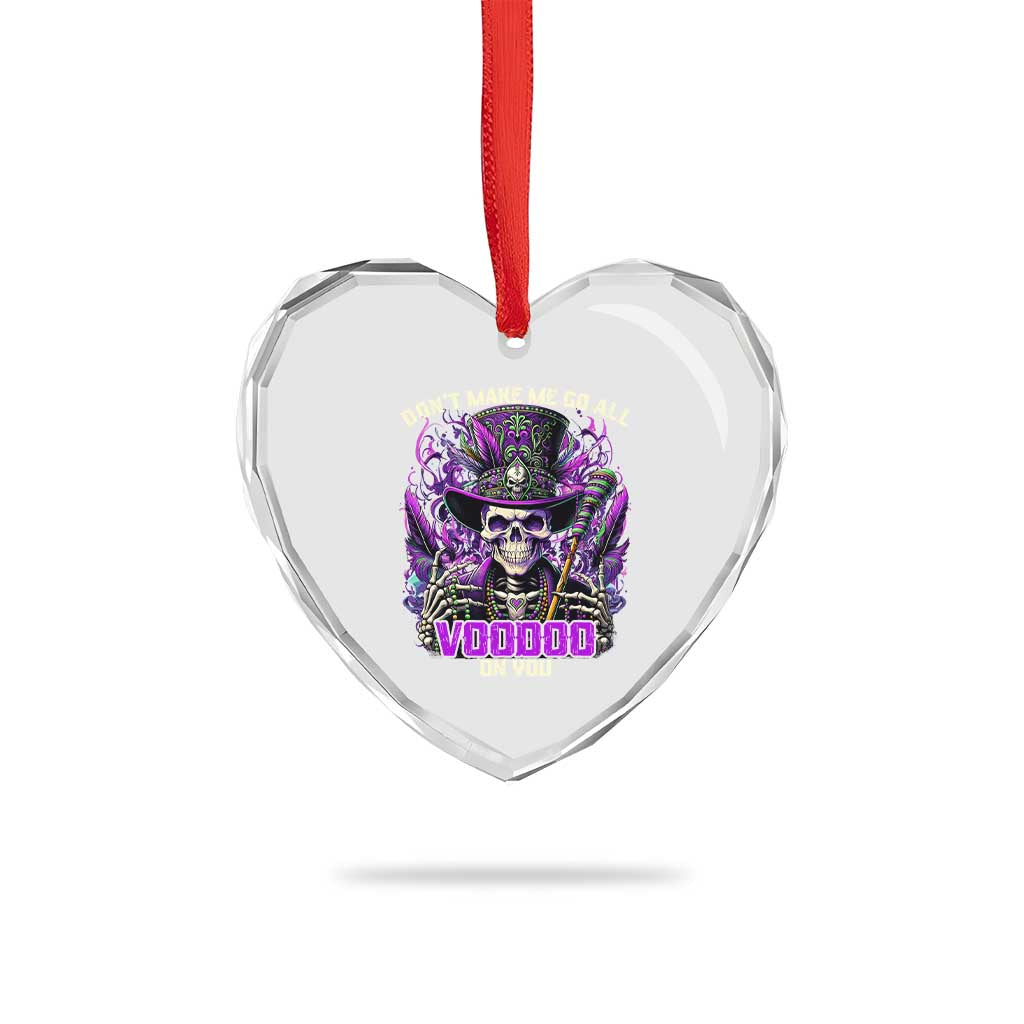 Funny Mardi Gras Voodoo Heart Crystal Glass Ornament Don't Make Me Go All Voodoo On You New Orleans Witch Doctor