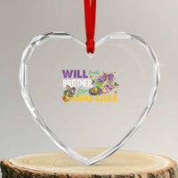 Funny Mardi Gras Will Trade Brother For King Cake Heart Crystal Glass Ornament Beads Doubloons