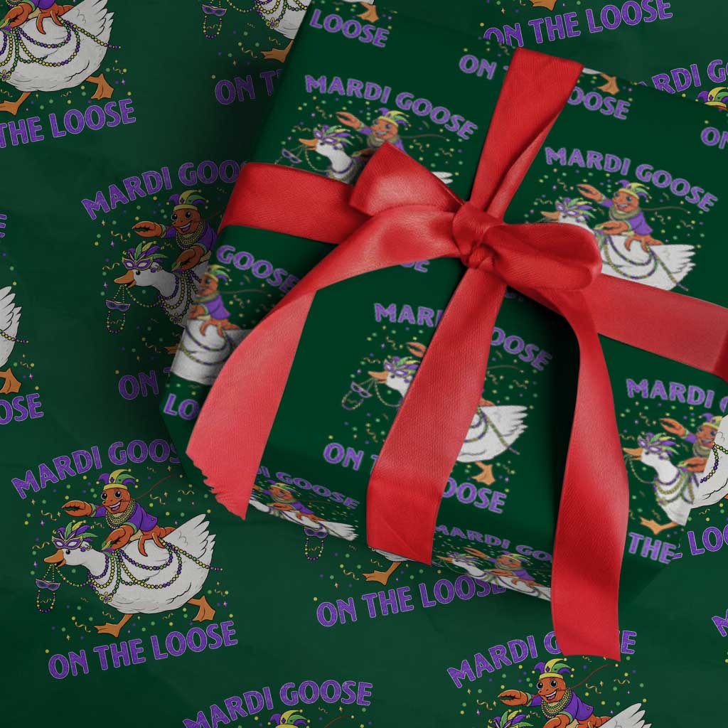 Funny Mardi Gras Wrapping Paper Roll Goose Crawfish Carnival Trendy Meme