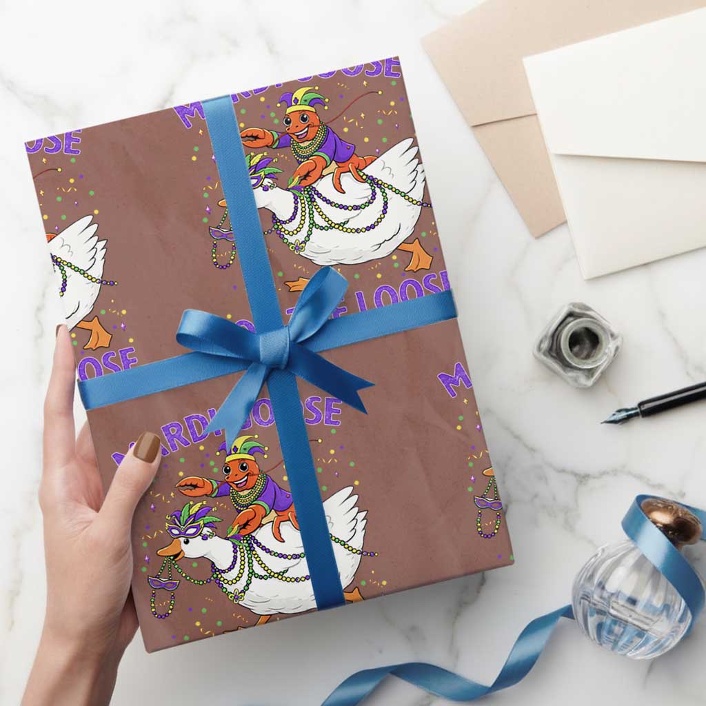 Funny Mardi Gras Wrapping Paper Roll Goose Crawfish Carnival Trendy Meme