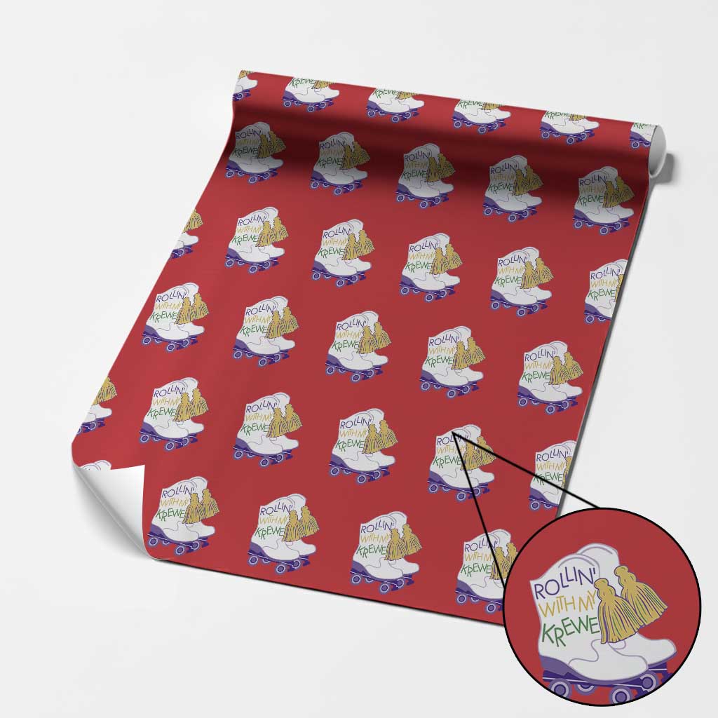 Funny Mardi Gras Wrapping Paper Roll Rollin' With My Krewe Marching Boots Carnival Party