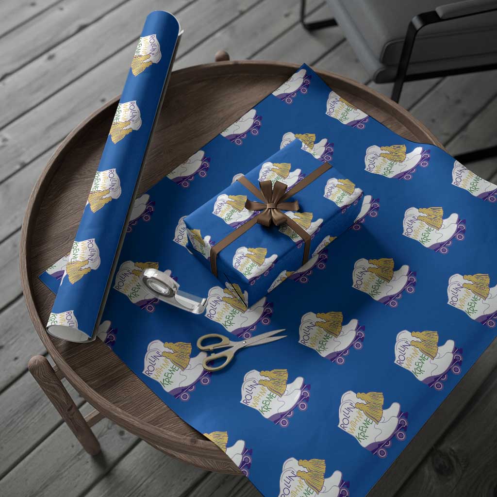 Funny Mardi Gras Wrapping Paper Roll Rollin' With My Krewe Marching Boots Carnival Party