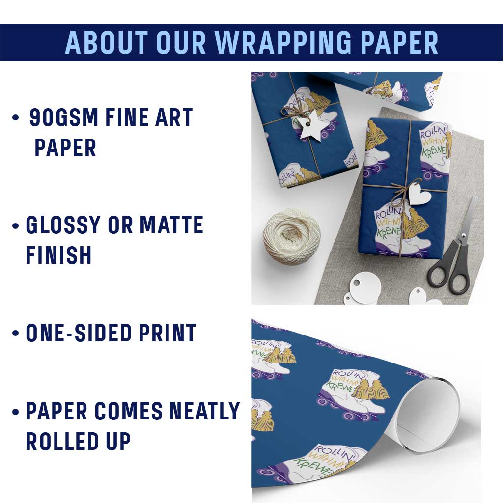 Funny Mardi Gras Wrapping Paper Roll Rollin' With My Krewe Marching Boots Carnival Party