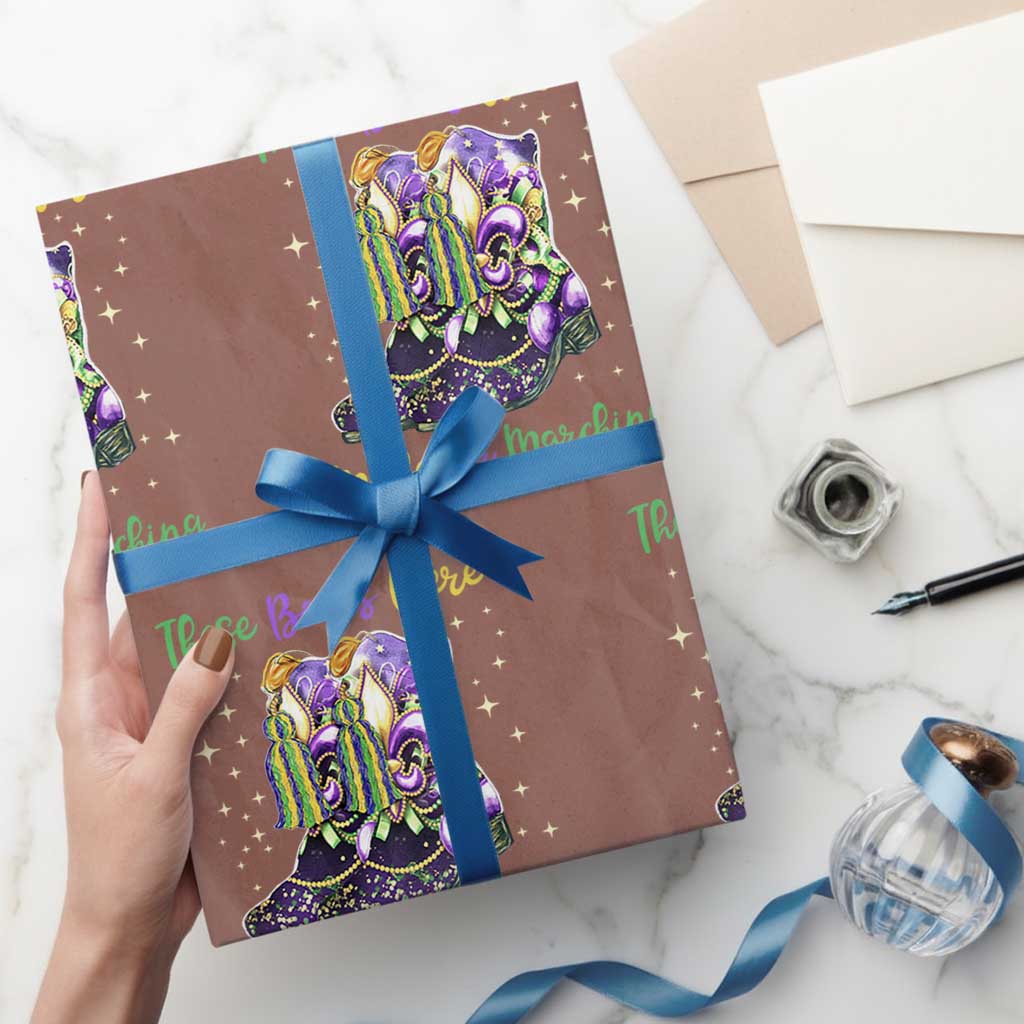 Funny Mardi Gras Wrapping Paper Roll These Boots Were Made For Marching