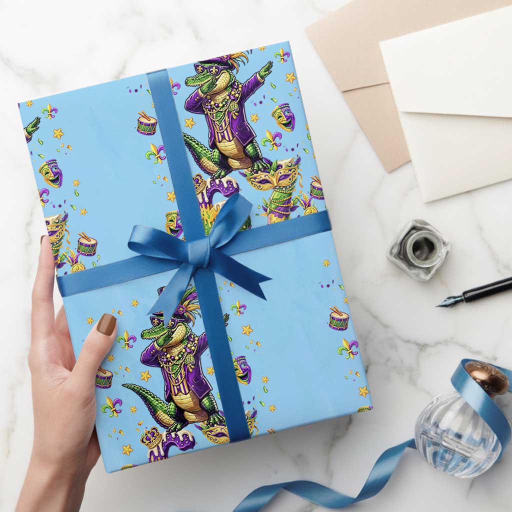 Funny Mardigator Alligator Six Seven Meme Wrapping Paper Roll Mardi Gras Gifts
