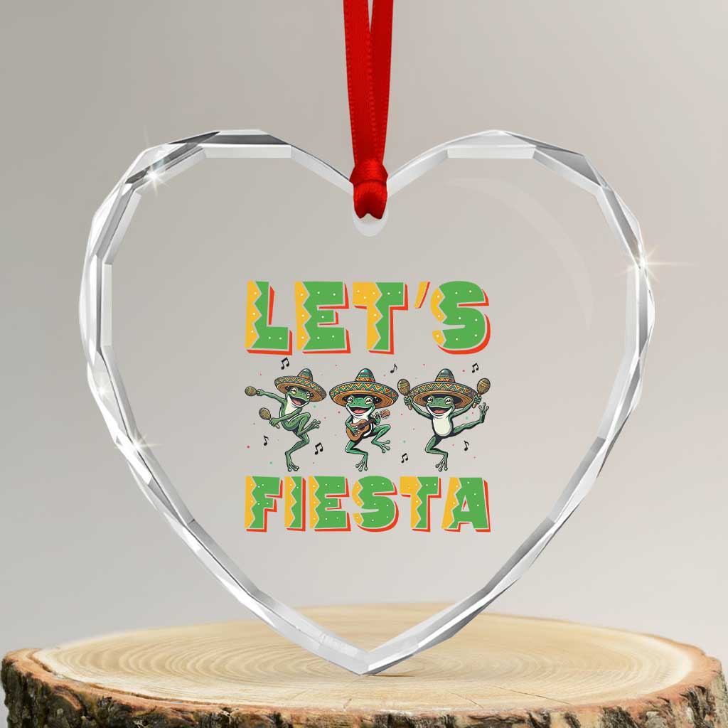 Funny Mariachi Frog Guitar Fiesta Heart Crystal Glass Ornament Cinco De Mayo Gift