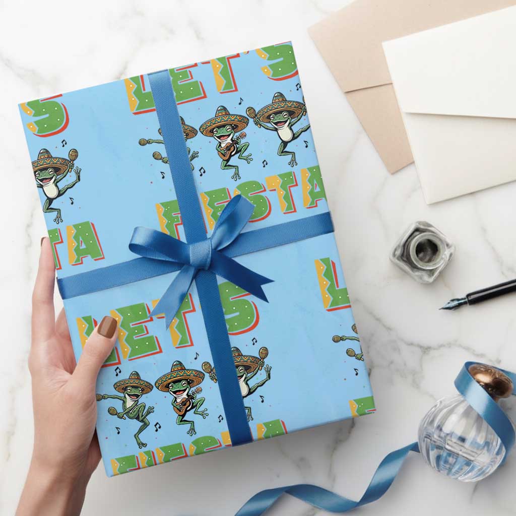 Funny Mariachi Frog Guitar Fiesta Wrapping Paper Roll Cinco De Mayo Gift
