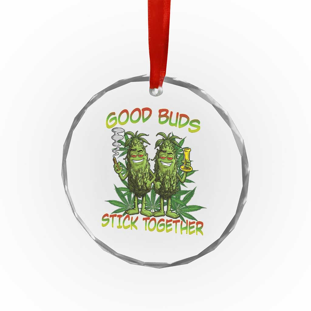 Funny Marijuana Crystal Glass Ornament Good Buds Stick Together Couples 420 Weed Cannabis - Wonder Print Shop