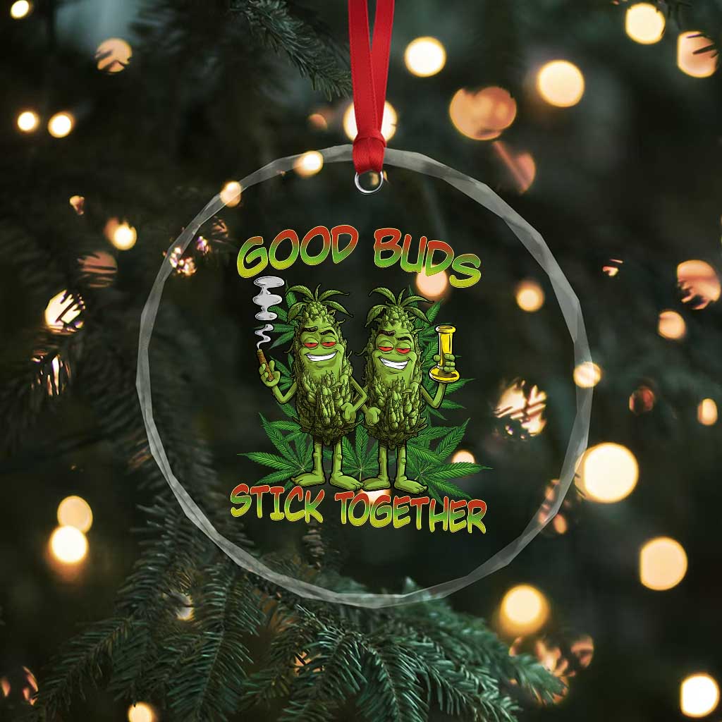 Funny Marijuana Crystal Glass Ornament Good Buds Stick Together Couples 420 Weed Cannabis - Wonder Print Shop
