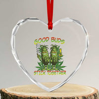 Funny Marijuana Heart Crystal Glass Ornament Good Buds Stick Together Couples 420 Weed Cannabis - Wonder Print Shop