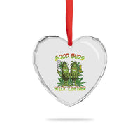 Funny Marijuana Heart Crystal Glass Ornament Good Buds Stick Together Couples 420 Weed Cannabis - Wonder Print Shop