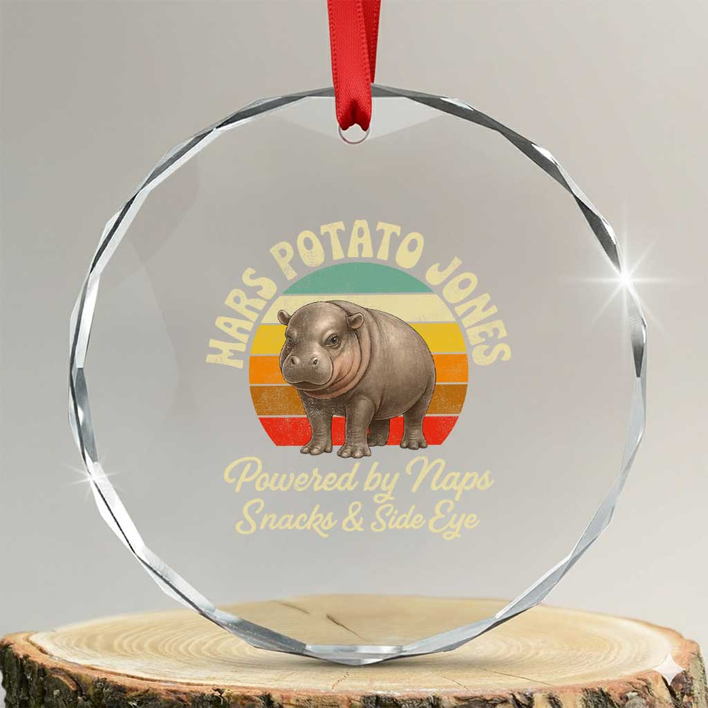 Funny Mars Potato Jones Crystal Glass Ornament Powered by Naps Snacks Side Eye Pygmy Hippo