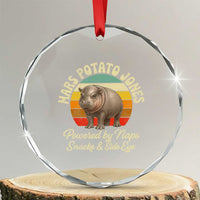Funny Mars Potato Jones Crystal Glass Ornament Powered by Naps Snacks Side Eye Pygmy Hippo