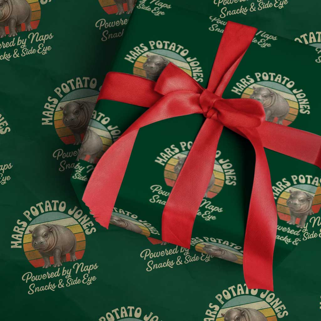 Funny Mars Potato Jones Wrapping Paper Roll Powered by Naps Snacks Side Eye Pygmy Hippo
