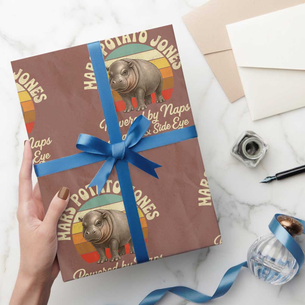 Funny Mars Potato Jones Wrapping Paper Roll Powered by Naps Snacks Side Eye Pygmy Hippo