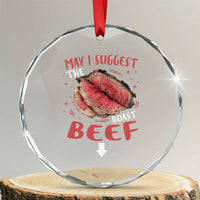 Funny May I Suggest The Roast Beef Crystal Glass Ornament Embarrassing Inappropriate Adult Humor