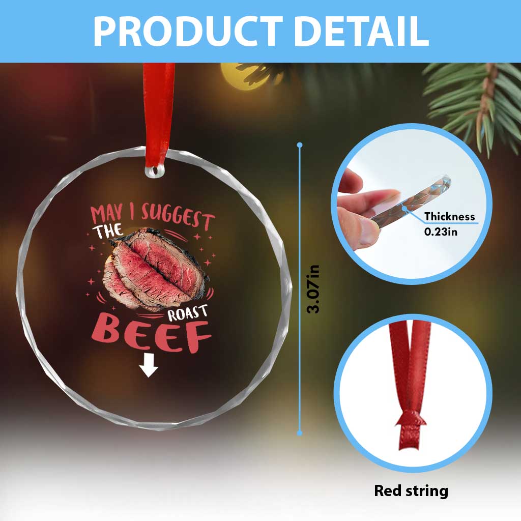 Funny May I Suggest The Roast Beef Crystal Glass Ornament Embarrassing Inappropriate Adult Humor