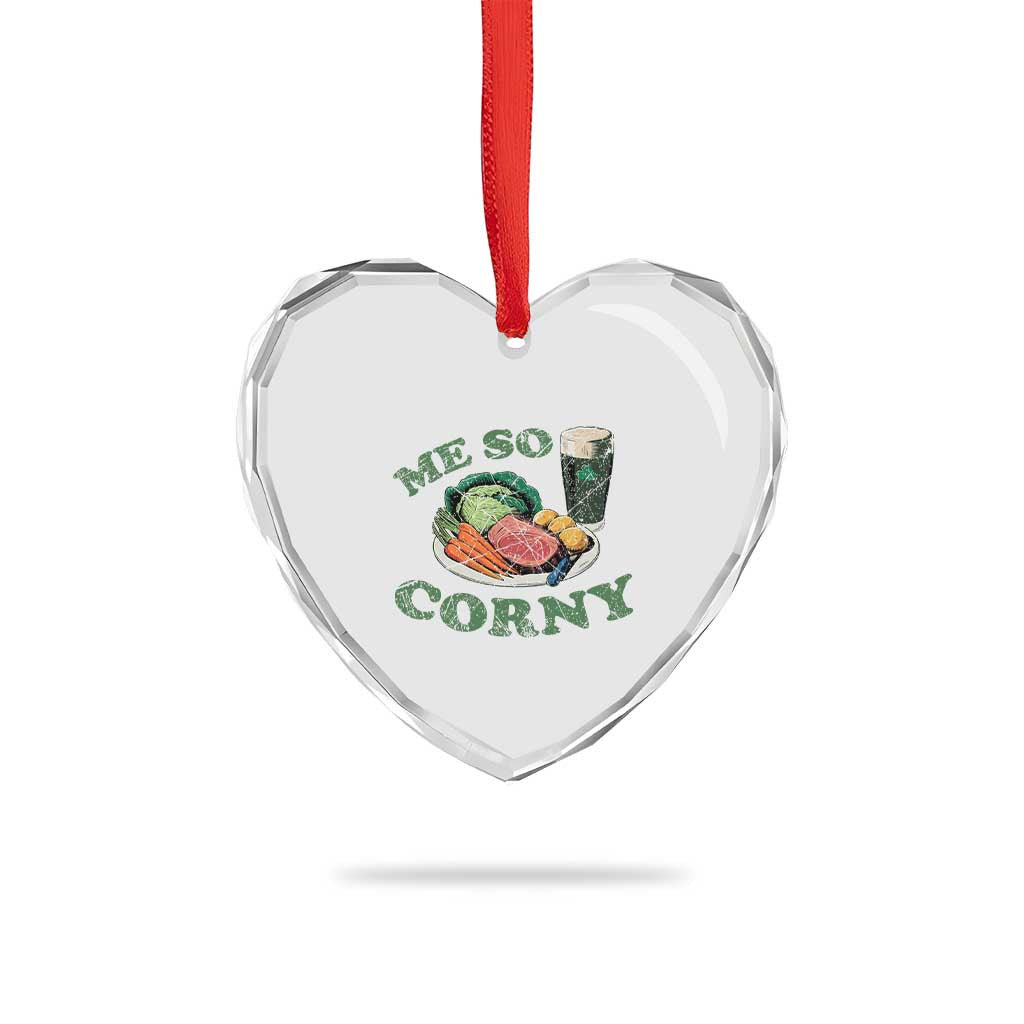 Funny Me So Corny Heart Crystal Glass Ornament Corned Beef And Cabbage Beer St Patrick's Day Drinking - Wonder Print Shop