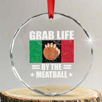 Funny Meatball Crystal Glass Ornament Italian Food Italy Flag - Wonder Print Shop