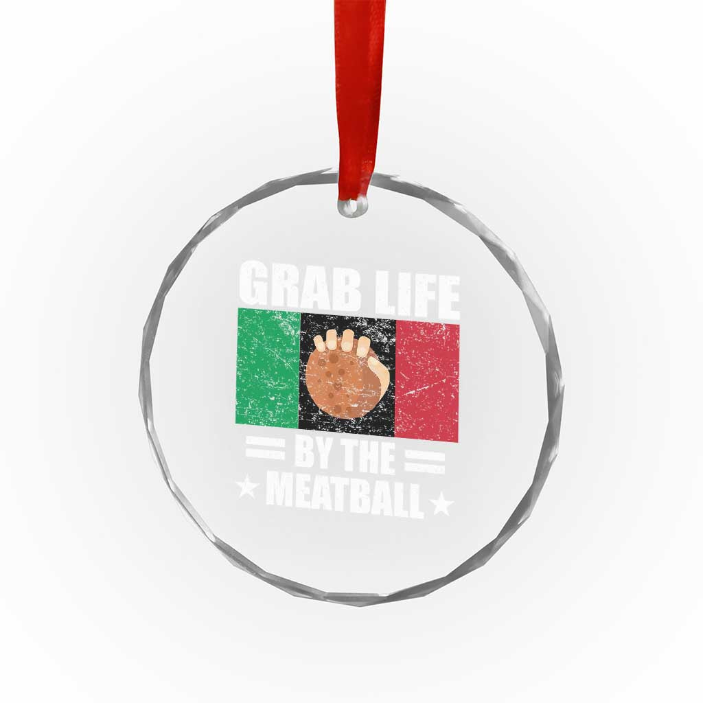 Funny Meatball Crystal Glass Ornament Italian Food Italy Flag - Wonder Print Shop