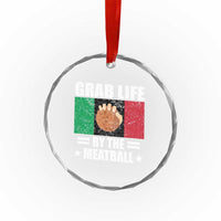 Funny Meatball Crystal Glass Ornament Italian Food Italy Flag - Wonder Print Shop