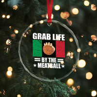Funny Meatball Crystal Glass Ornament Italian Food Italy Flag - Wonder Print Shop