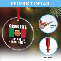 Funny Meatball Crystal Glass Ornament Italian Food Italy Flag - Wonder Print Shop
