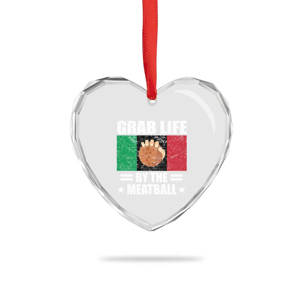 Funny Meatball Heart Crystal Glass Ornament Italian Food Italy Flag - Wonder Print Shop