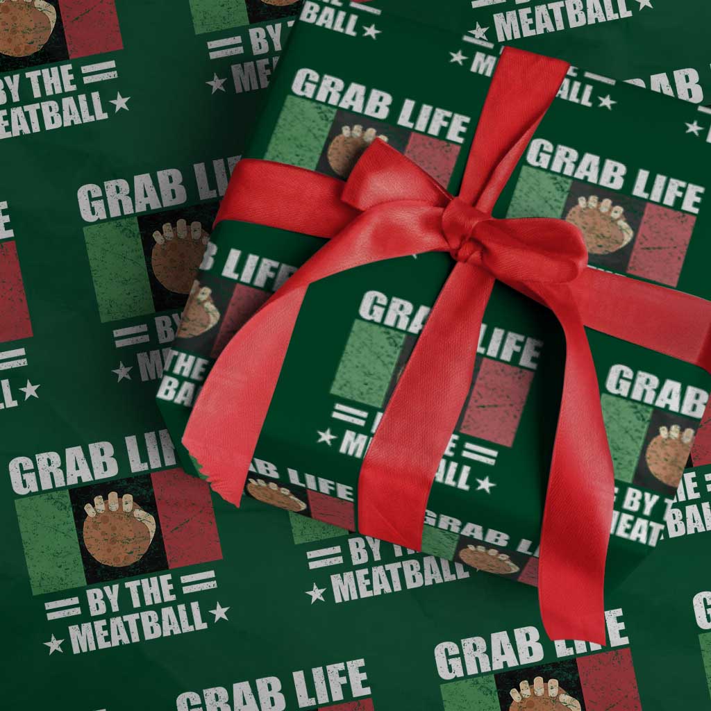 Funny Meatball Wrapping Paper Roll Italian Food Italy Flag - Wonder Print Shop