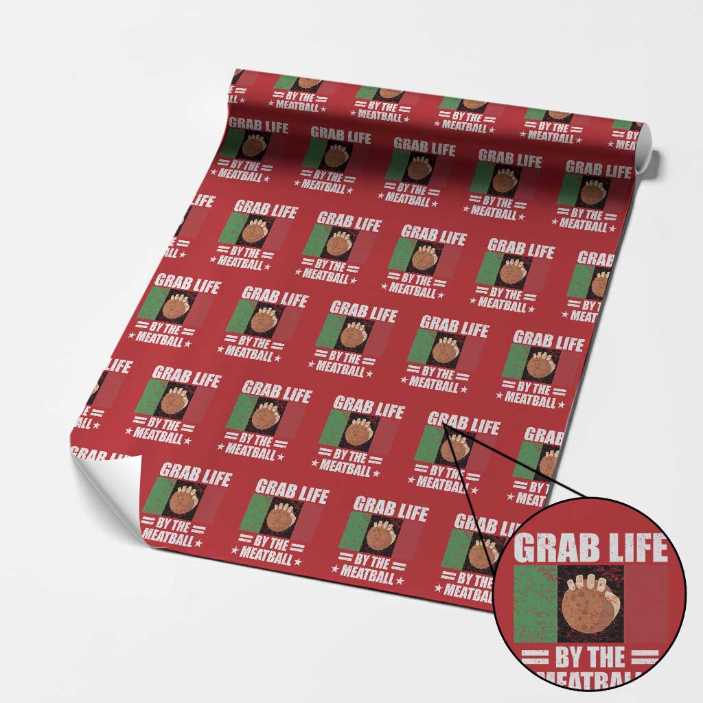 Funny Meatball Wrapping Paper Roll Italian Food Italy Flag - Wonder Print Shop