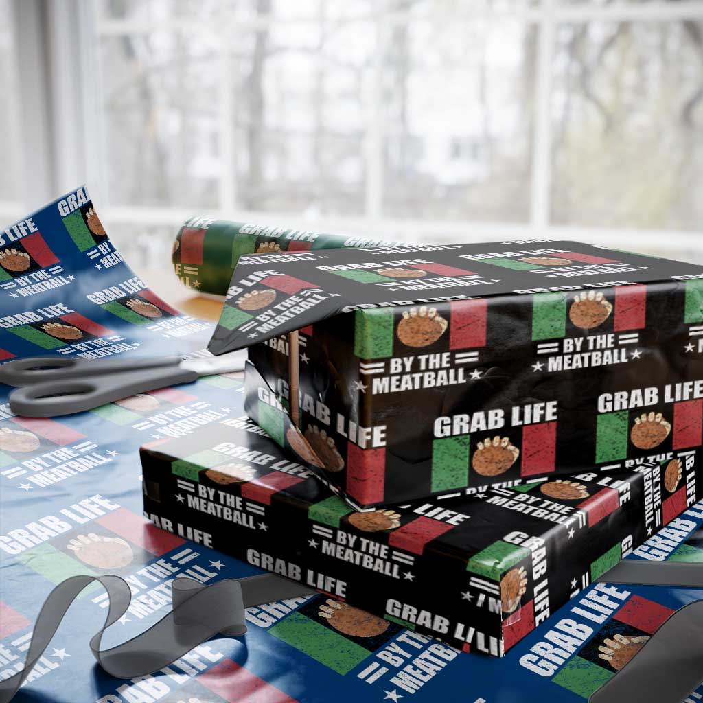 Funny Meatball Wrapping Paper Roll Italian Food Italy Flag - Wonder Print Shop