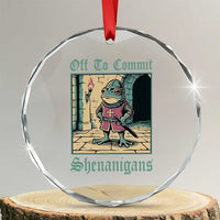 Funny Medieval Frog Knight Fantasy RPG Meme Crystal Glass Ornament Off To Commit Shenanigans