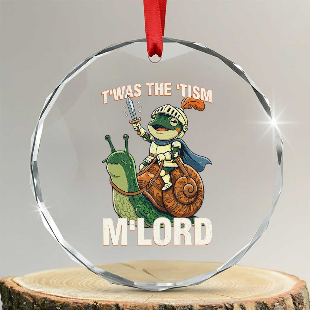 Funny Medieval Knight Frog Meme With Sword Crystal Glass Ornament Twas The Tism MLord