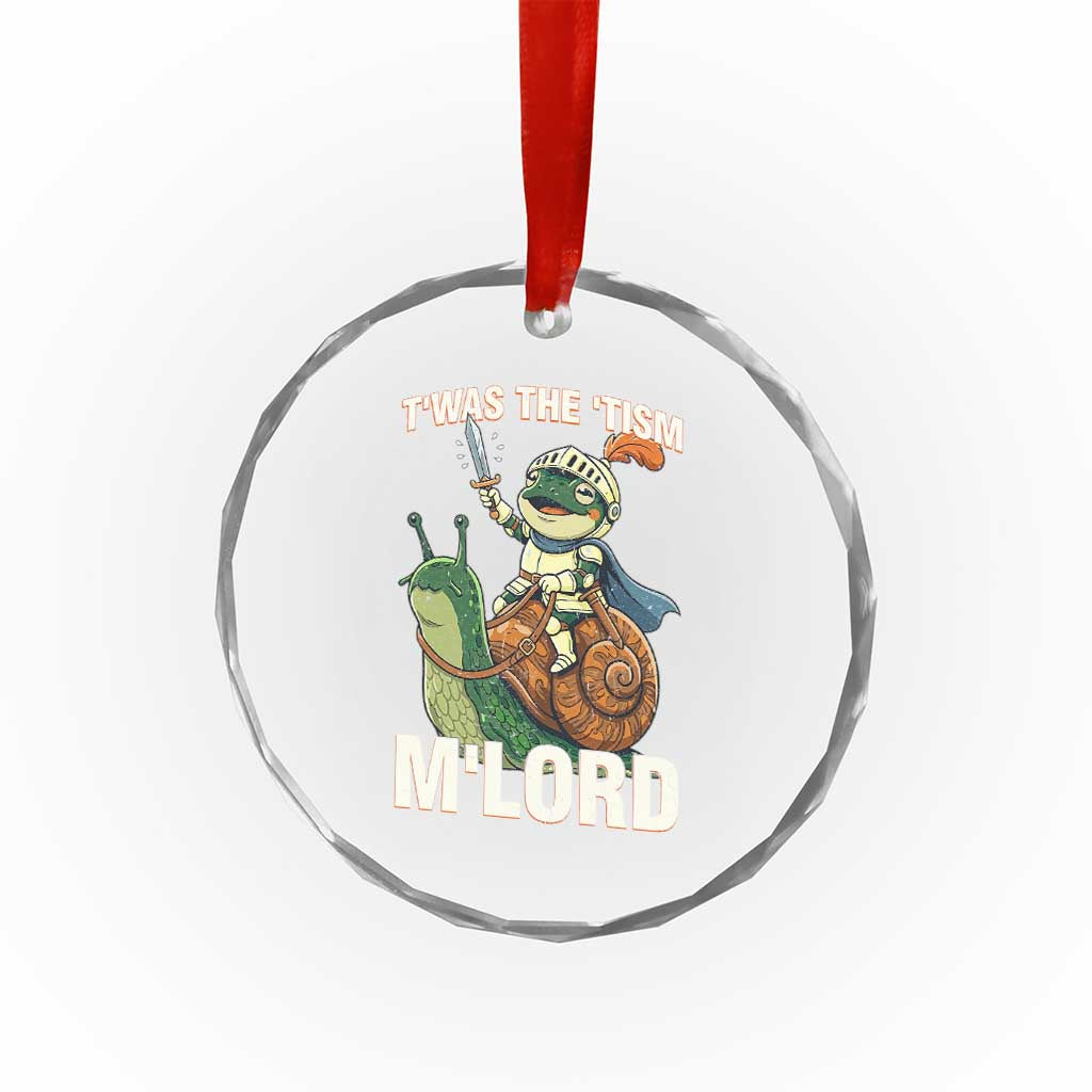Funny Medieval Knight Frog Meme With Sword Crystal Glass Ornament Twas The Tism MLord