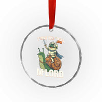 Funny Medieval Knight Frog Meme With Sword Crystal Glass Ornament Twas The Tism MLord