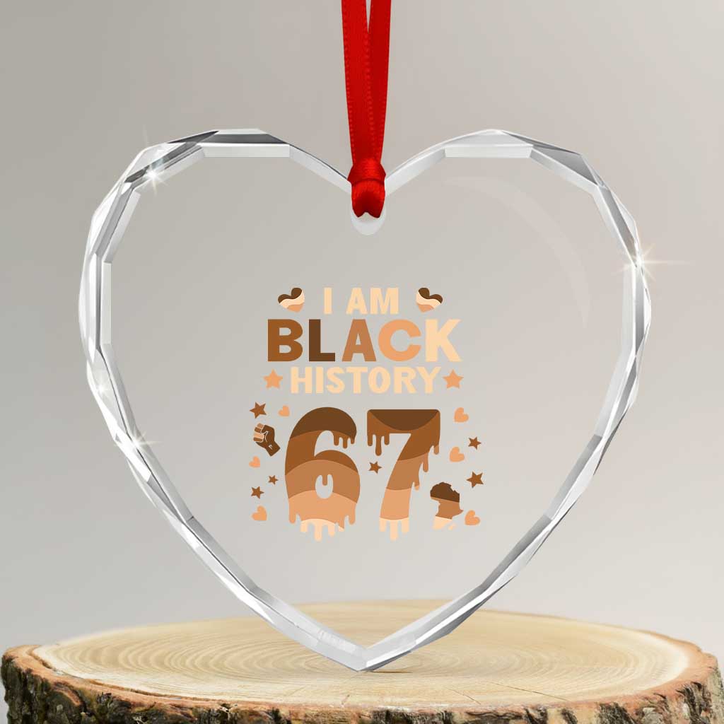 Funny Melanin Six Seven Meme Heart Crystal Glass Ornament African American Gift - Wonder Print Shop
