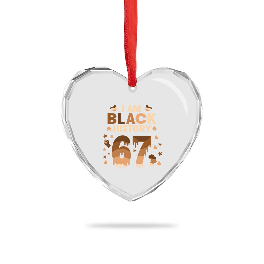 Funny Melanin Six Seven Meme Heart Crystal Glass Ornament African American Gift - Wonder Print Shop