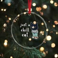 Funny Meme Just A Chill Cat Crystal Glass Ornament TS09
