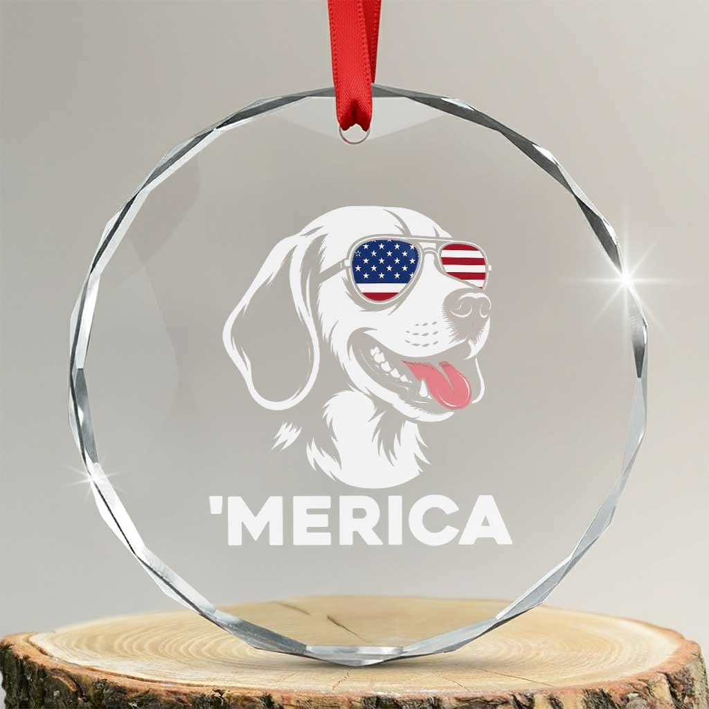 Funny Merica Beagle Lover 4th Of July Crystal Glass Ornament Patriotic Dog Gift