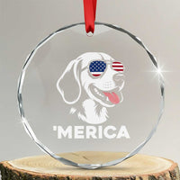 Funny Merica Beagle Lover 4th Of July Crystal Glass Ornament Patriotic Dog Gift