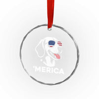 Funny Merica Beagle Lover 4th Of July Crystal Glass Ornament Patriotic Dog Gift
