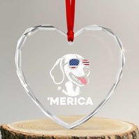 Funny Merica Beagle Lover 4th Of July Heart Crystal Glass Ornament Patriotic Dog Gift