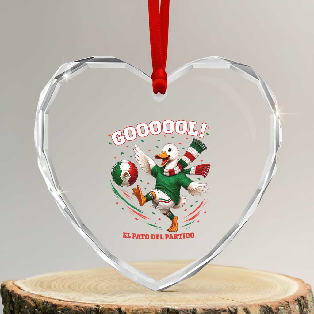 Funny Merlin the Duck Mexico Soccer Supporter Heart Crystal Glass Ornament El Pato Del Partido Goooool Football Fans