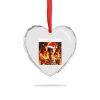 Funny Merry And Bright Heart Crystal Glass Ornament Christmas Chaos Xmas Skeleton Fire Flames - Wonder Print Shop