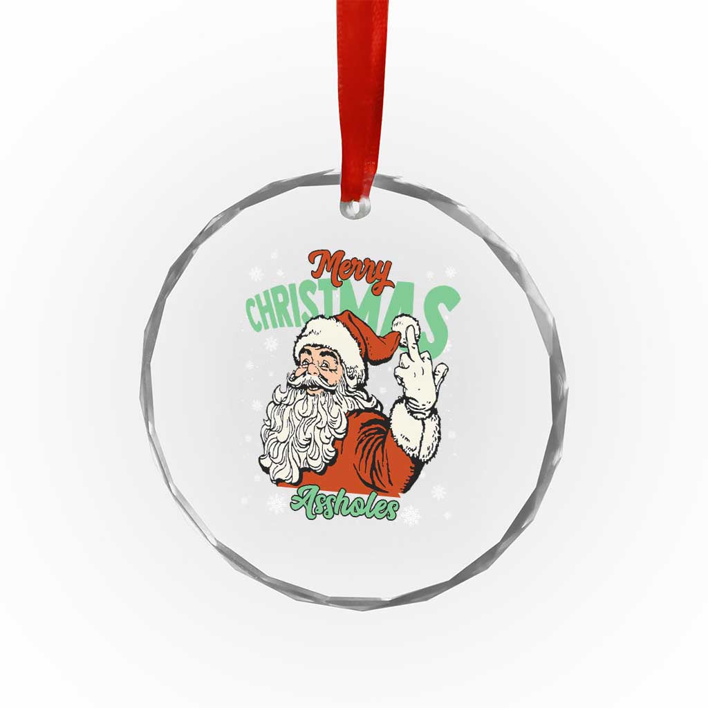 Funny Merry Christmas Assholes Crystal Glass Ornament Xmas Naughty Santa Adult Jokes - Wonder Print Shop