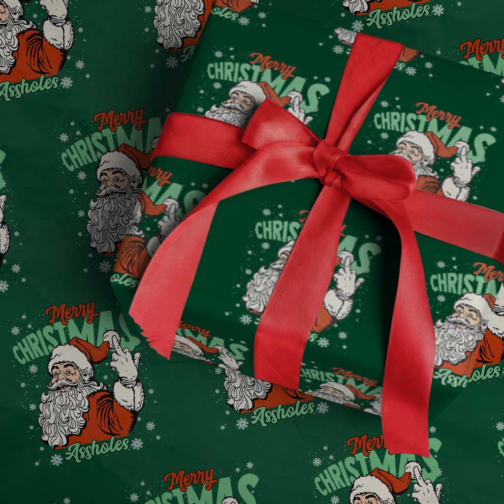 Funny Merry Christmas Assholes Wrapping Paper Roll Xmas Naughty Santa Adult Jokes - Wonder Print Shop